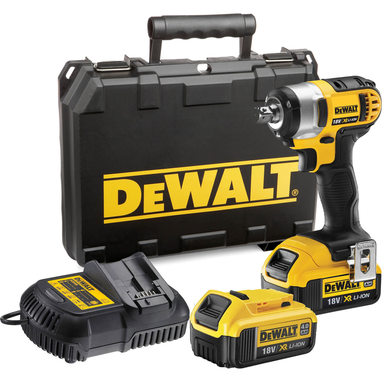 Image of DeWalt DCF880M2 18v Cordless XR Compact Impact Wrench 203Nm Max Torque with 2 Lithium Ion Batteries 4ah