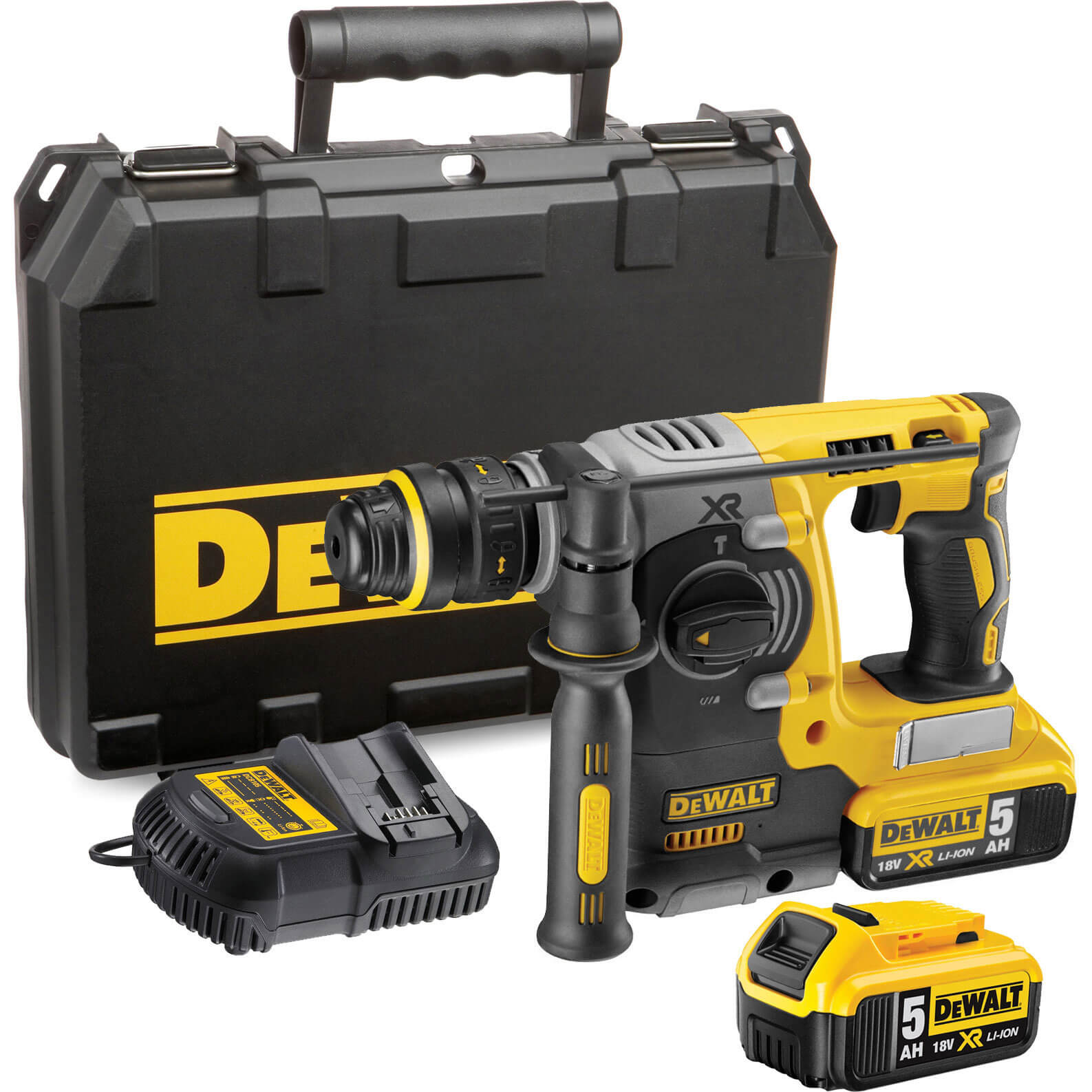 Image of DeWalt DCH273P2 18v Cordless Brushless XR Rotary SDS Hammer Drill with 2 Lithium Ion Batteries 5ah