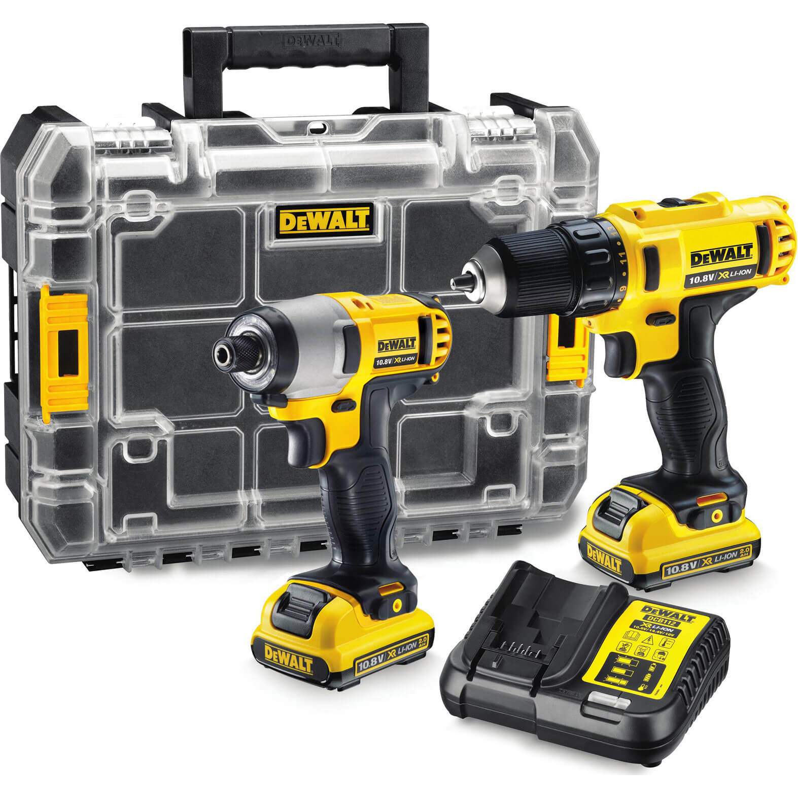 Image of DeWalt DCZ211D2T 108v Cordless XR Cordless Drill Driver and Impact Driver with 2 Lithium Ion Batteries 2ah