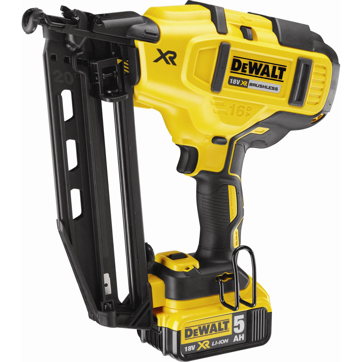 Image of DeWalt DCN660P2 18v Cordless XR Finish Nail Gun with 2 Lithium Ion Batteries 5ah