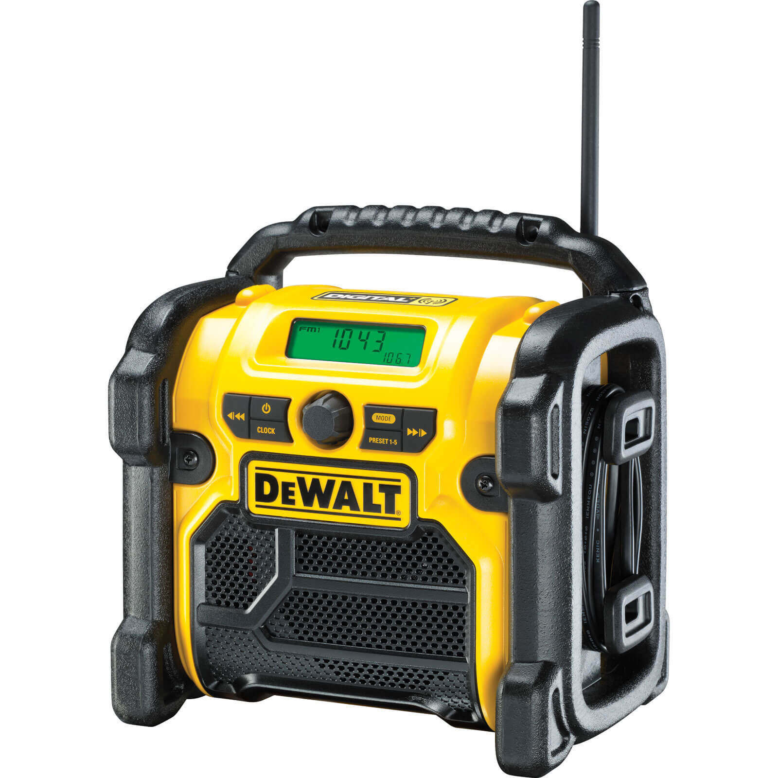 Image of DeWalt DCR020 XR Compact DAB Site Workshop Radio 18v 240v