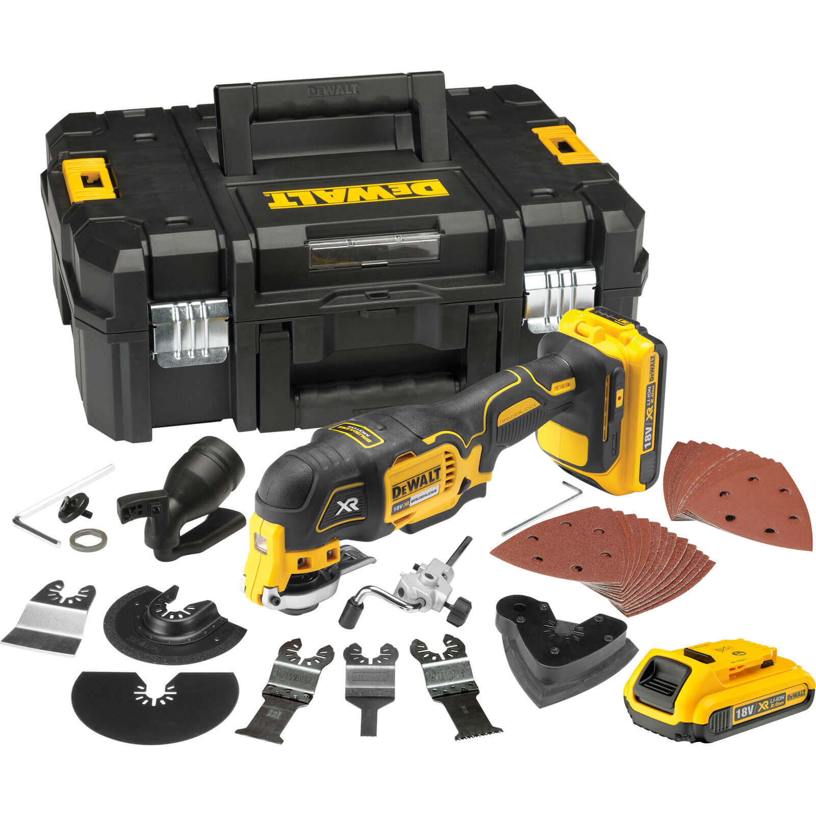 Image of DeWalt DCS355D2 18v Cordless XR Multi Tool 35 Accessories with 2 Lithium Ion Batteries 2ah