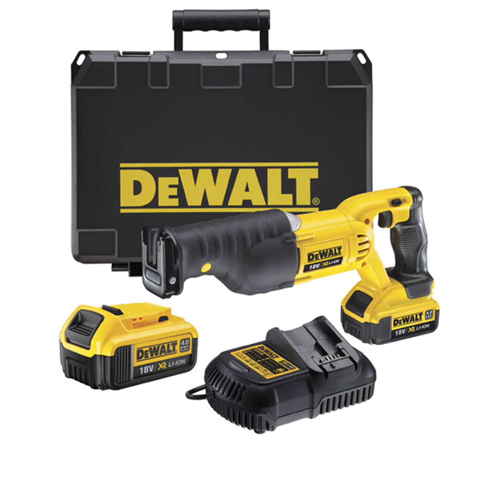 Image of DeWalt DCS380M2 18v Cordless XR Premium Reciprocating Saw with 2 Lithium Ion Batteries 4ah