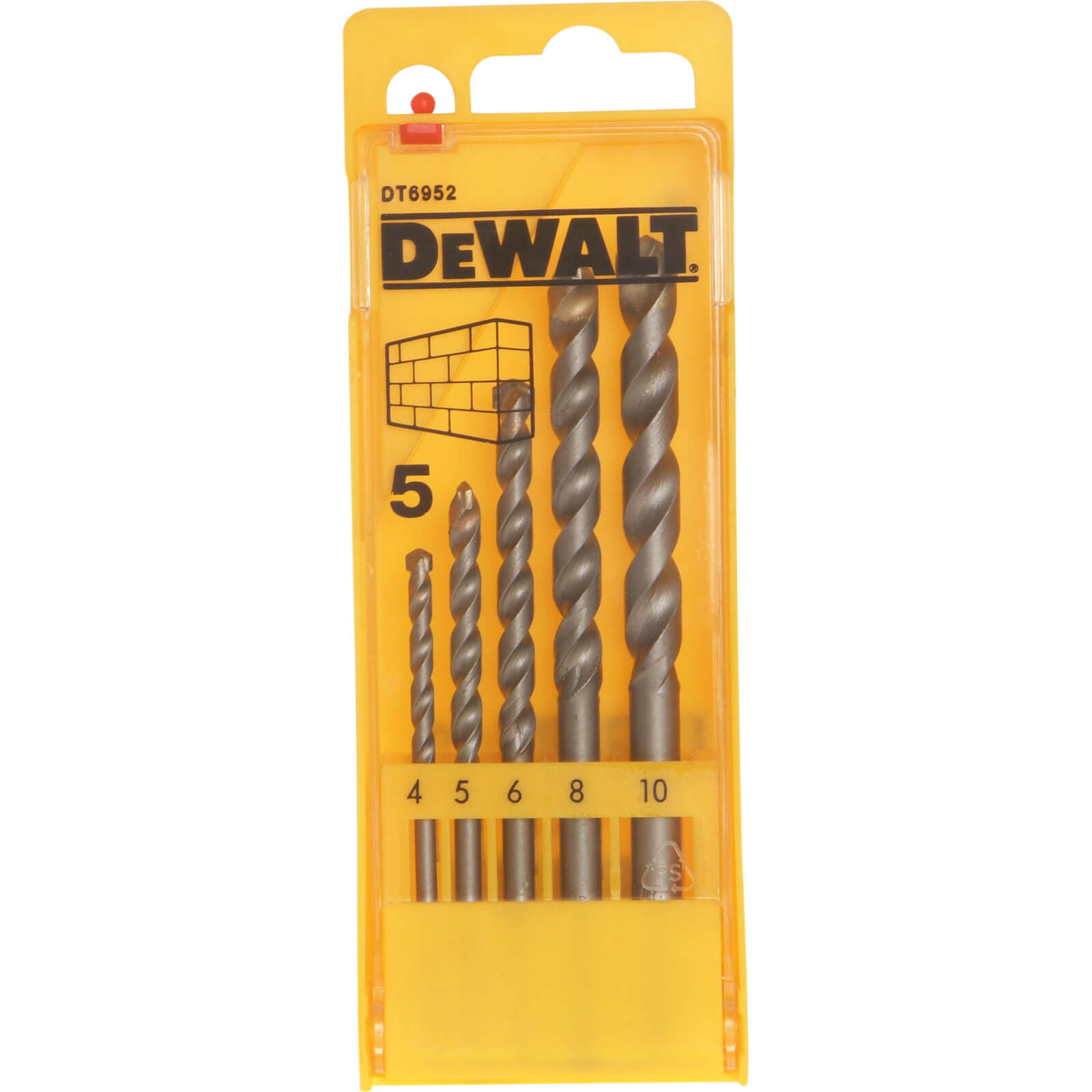 Image of DeWalt 5 Piece Masonry Drill Bit Set 4 10mm