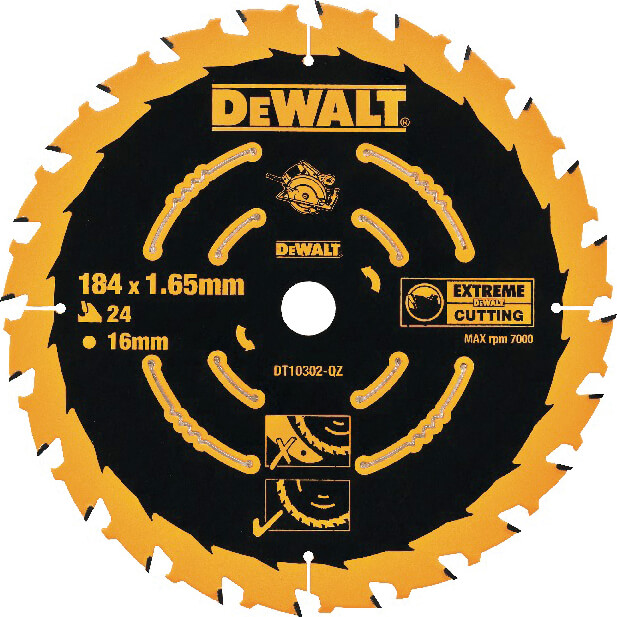 Image of DeWalt Extreme Saw Blade 184mm x 16mm Bore x 24 Teeth