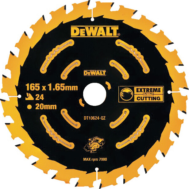 Image of DeWalt Cordless Extreme Saw Blade 165mm x 20mm Bore x 24 Teeth