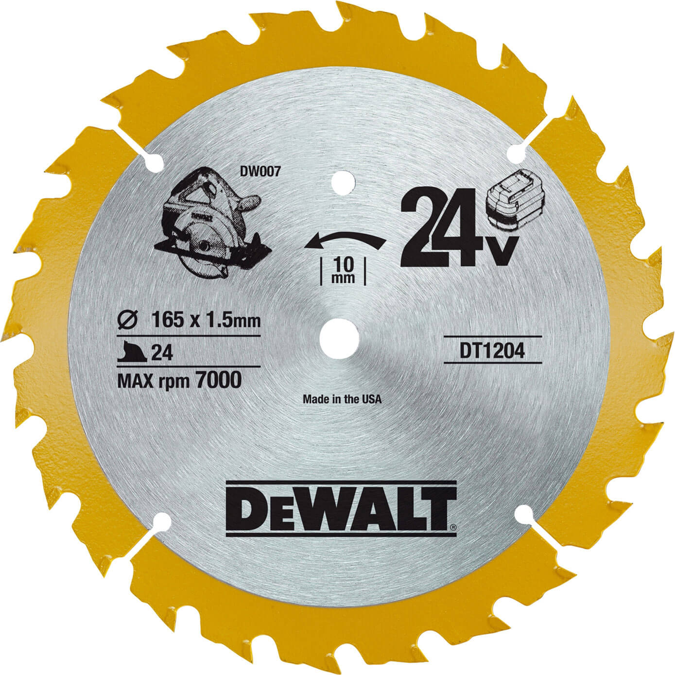 Image of DeWalt Trimsaw Blade 165mm x 10mm Bore x 24 Teeth