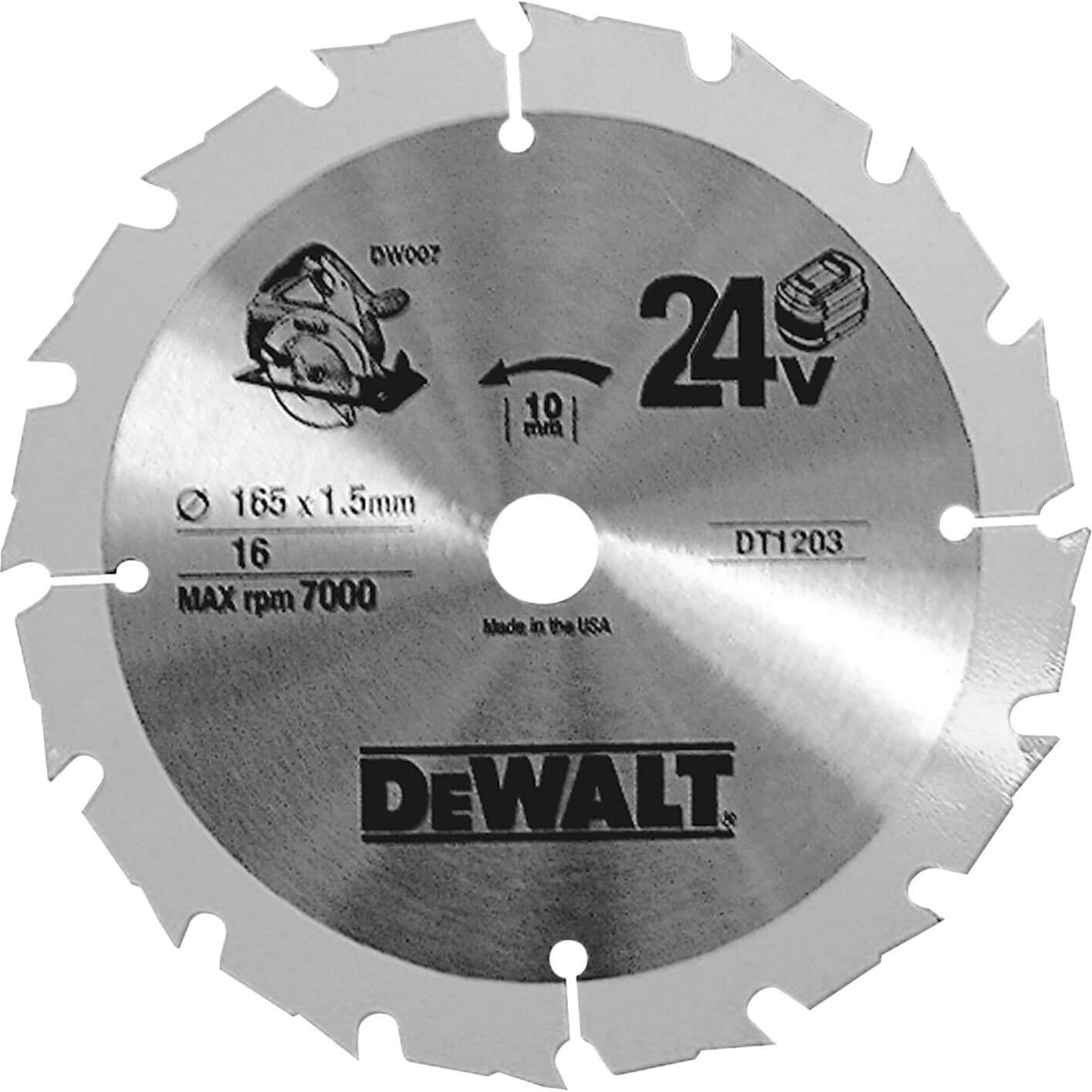 Image of DeWalt Trimsaw Blade 165mm x 10mm Bore x 16 Teeth