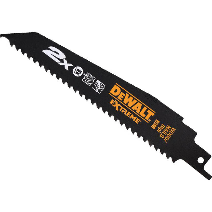 Image of Dewalt Extreme 2x Life Reciprocating Blades for Wood and Nails 228mm Pack of 5