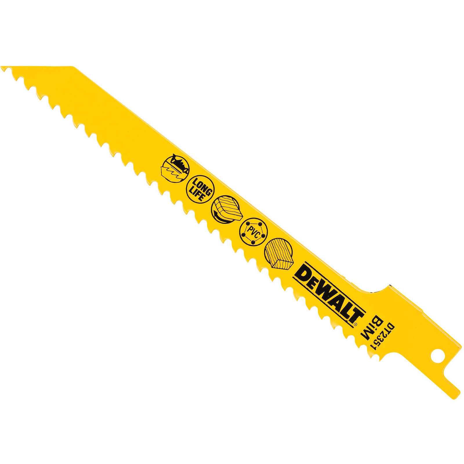 Image of DeWalt DT2351 Bi Metal Reciprocating Saw Blade for Fine Fast Cuts and Curve Cutting in Wood 152mm