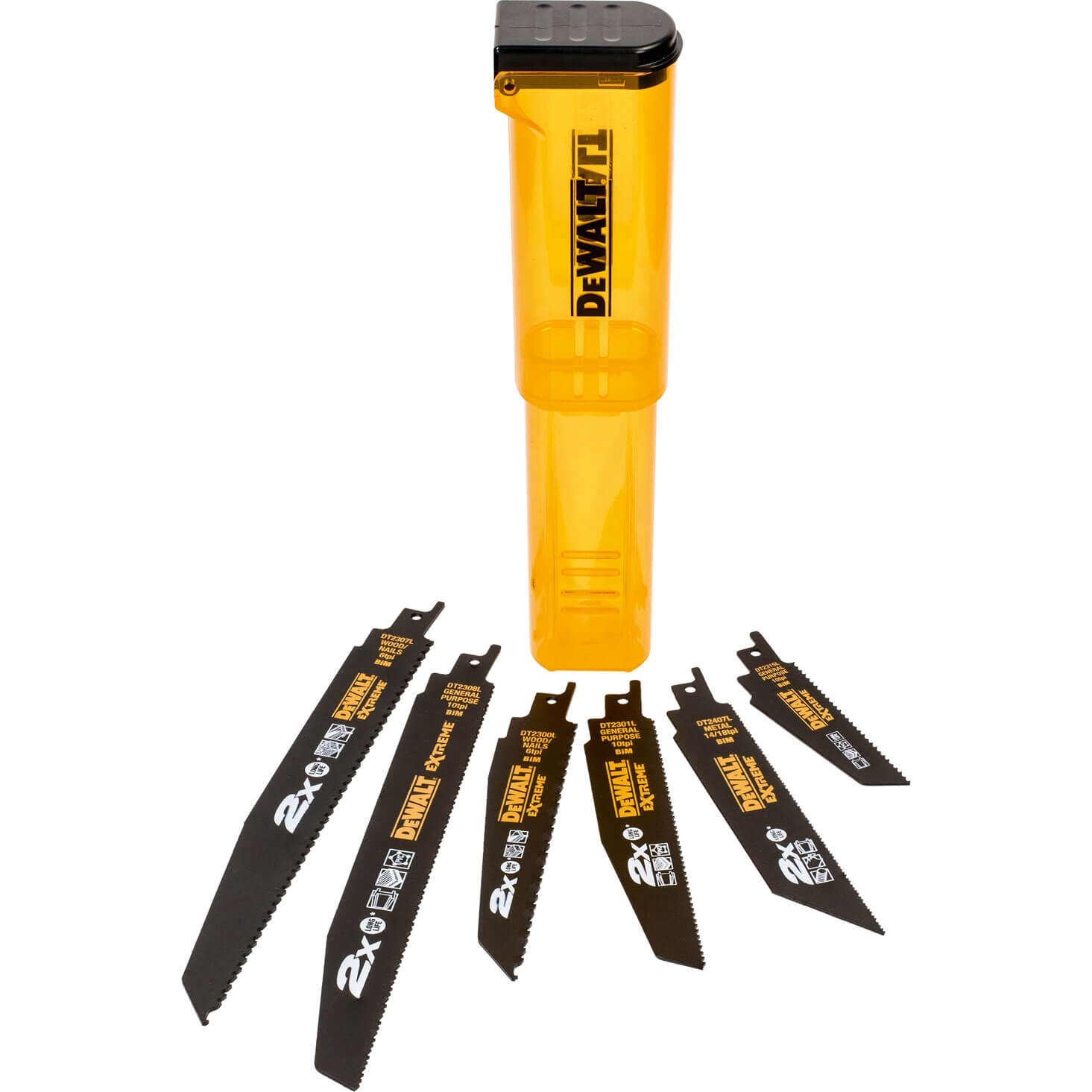 Image of Dewalt Extreme 6 Piece Mixed 2x Life Reciprocating Saw Blade Set