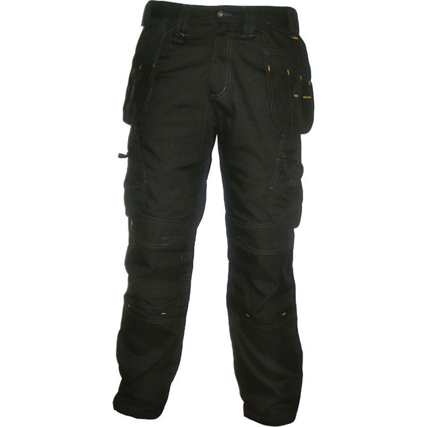 Image of DeWalt Mens Pro Canvas Work Trousers Black 38 Waist 29 Leg