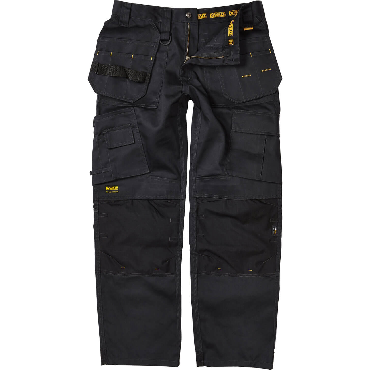 Image of DeWalt Pro Tradesman Work Trousers Black 40 Waist and 29 Leg