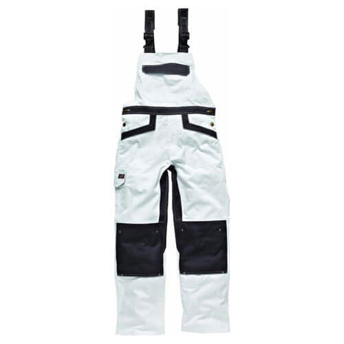 Image of Dickies Mens Industry 260 Bib and Brace White Grey Waist 30 Leg 32