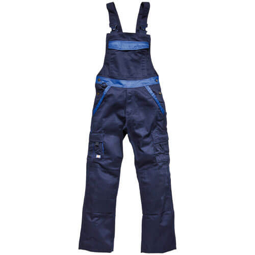 Image of Dickies Mens Industry 300 Two Tone Work Bib and Brace Navy Royal Blue 36 Waist 35 Leg