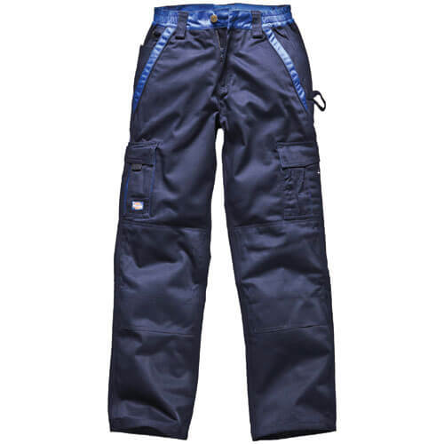 Image of Dickies Mens Industry 300 Two Tone Work Trousers Navy Royal Blue 44 Waist 33 Leg