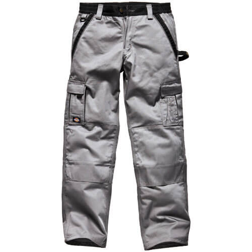 Image of Dickies Mens Industry 300 Two Tone Work Trousers Grey Black 30 Waist 32 Leg