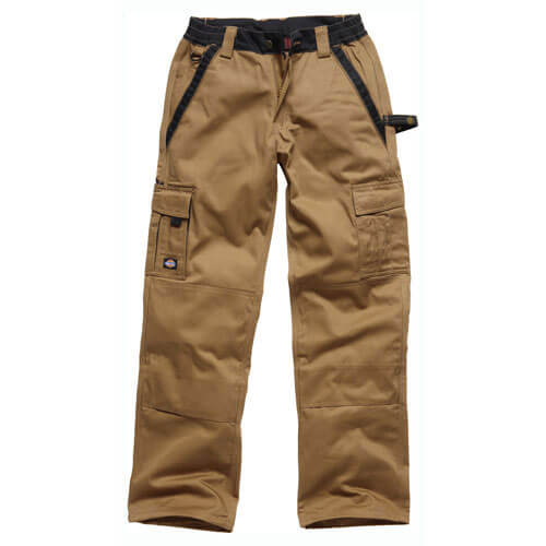 Image of Dickies Mens Industry 300 Two Tone Work Trousers Khaki Black 30 Waist 30 Leg