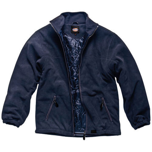 Image of Dickies Mens Padded Fleece Jacket Navy Blue Medium