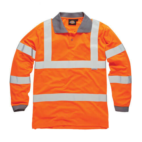 Image of Dickies High Vis GORT Polo Shirt Long Sleeve Orange 4XL