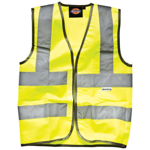 Image of Dickies Childs High Vis Safety Waistcoat Yellow for Ages 10 12