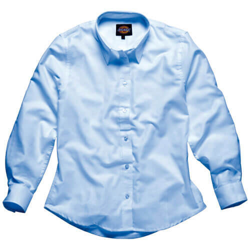 Image of Dickies Mens Oxford Weave Shirt Short Sleeve Blue 17 Collar