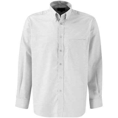 Image of Dickies Mens Oxford Weave Shirt Long Sleeve White 20 Collar