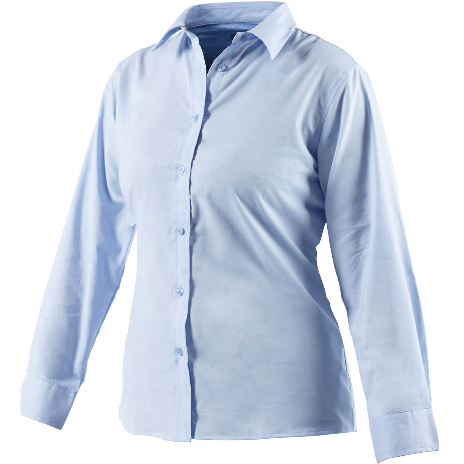 Image of Dickies Ladies Oxford Weave Shirt Long Sleeve Blue Size 16