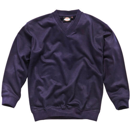 Image of Dickies Mens V Neck Sweatshirt Navy Blue Medium