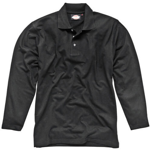 Image of Dickies Mens Long Sleeve Polo Shirt Black Small