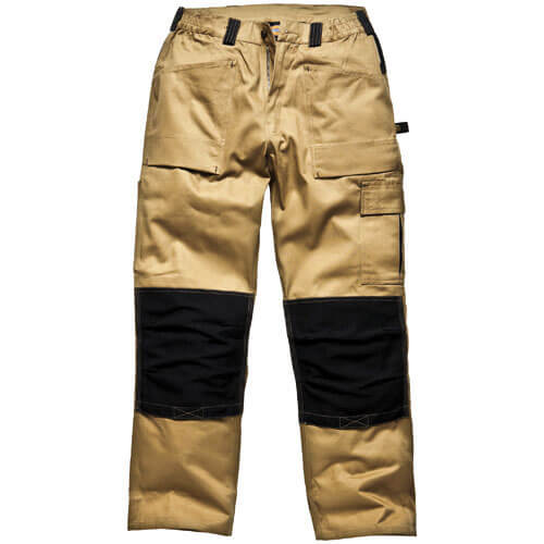 Image of Dickies Mens Grafter Duo Tone 290 Work Trousers Khaki Black 32 Waist and 33 Leg