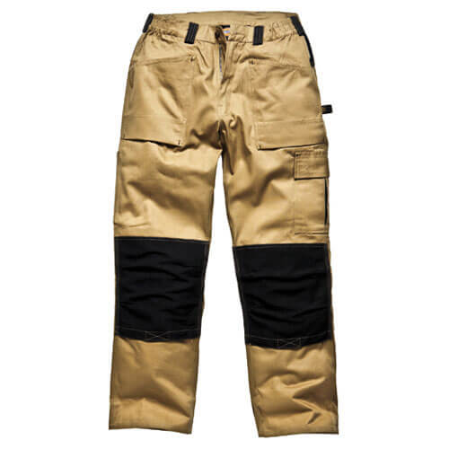 Image of Dickies Mens Grafter Duo Tone 290 Work Trousers Khaki Black 38 Waist 30 Leg