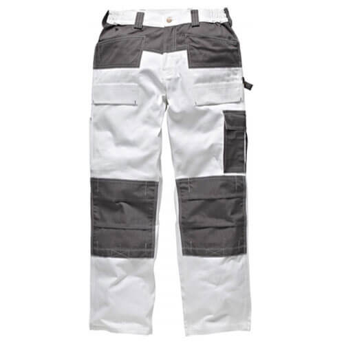 Image of Dickies Mens Grafter Duo Tone 290 Work Trousers White Grey 38 Waist 32 Leg