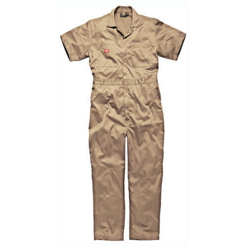 Image of Dickies Mens Lightweight Cotton Short Sleeve Overalls Khaki 4XL