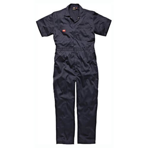 Image of Dickies Mens Lightweight Cotton Short Sleeve Overalls Navy Blue 3XL