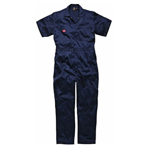 Image of Dickies Mens Lightweight Cotton Short Sleeve Overalls Navy Blue Medium