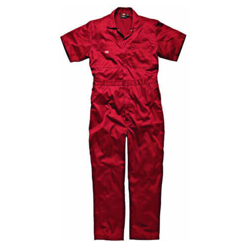 Image of Dickies Mens Lightweight Cotton Short Sleeve Overalls Red XL