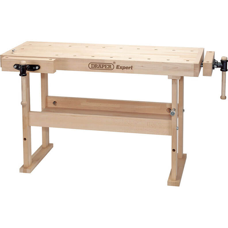 Image of Draper Professional Beech Wooden Workbench 1495mm with 2 Vices