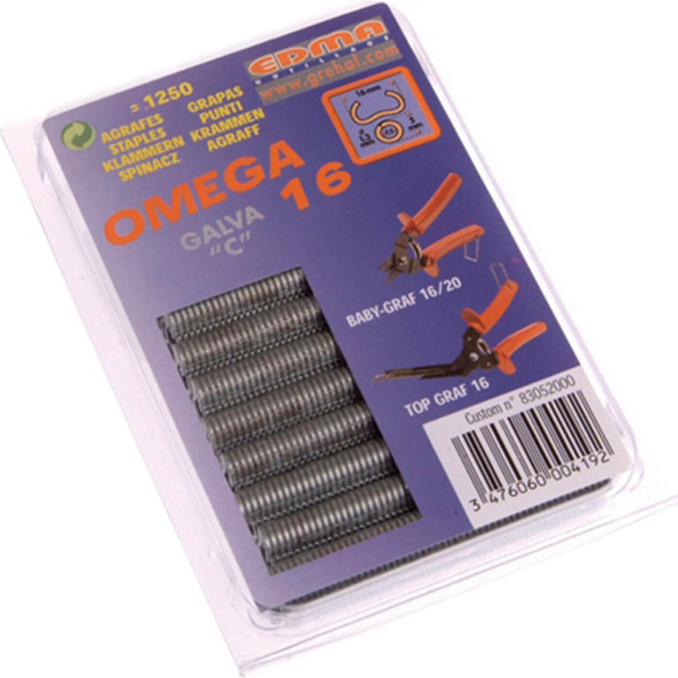 Image of Edma Galv Steel Hog Ring Omega 16 Pack of 1250