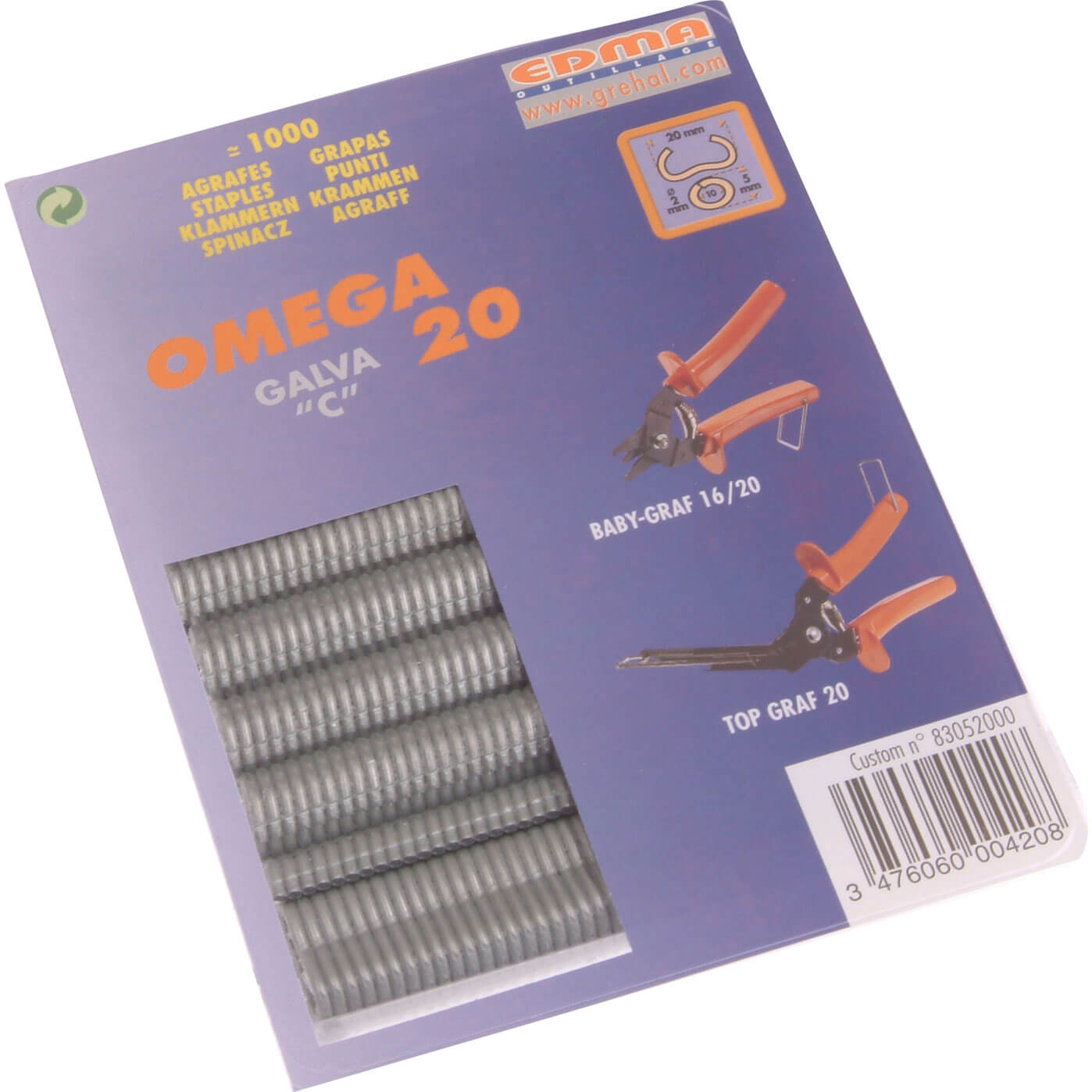 Image of Edma Galv Steel Hog Ring Omega 20 Pack of 1000