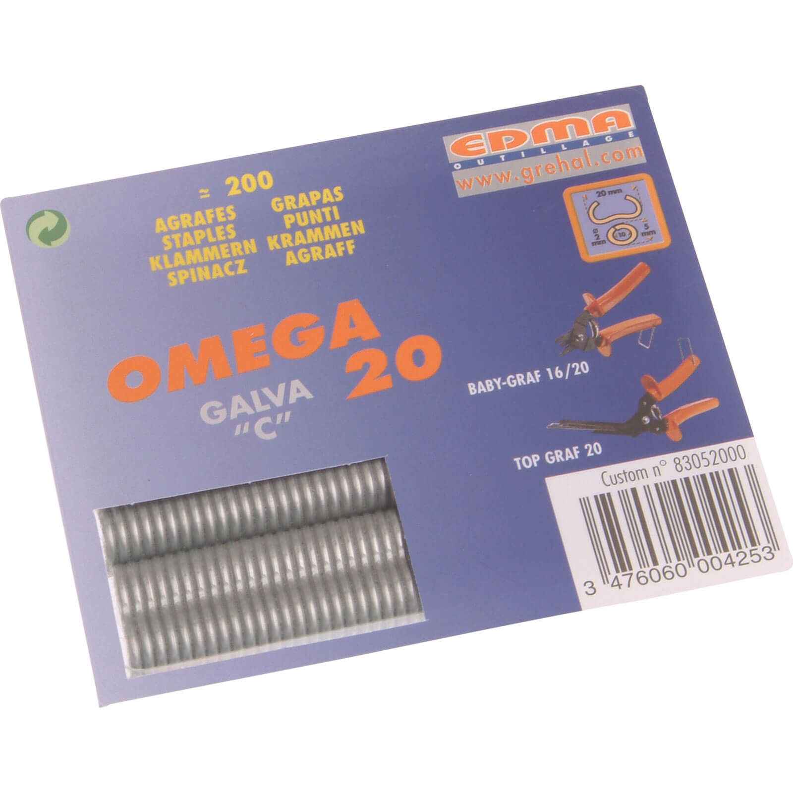 Image of Edma Galv Steel Hog Ring Omega 20 Pack of 200