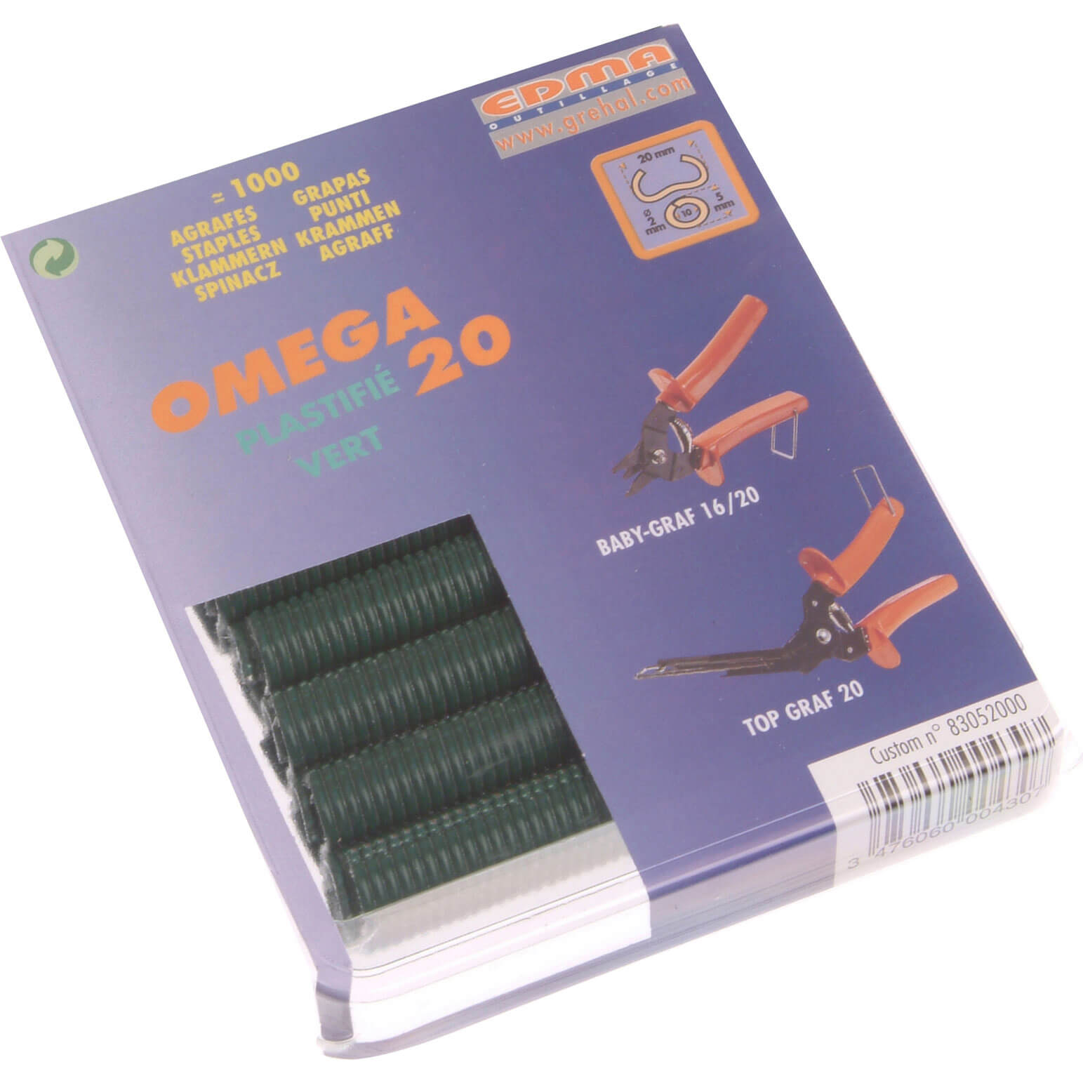 Image of Edma Green Coat Steel Hog Ring Omega 20 Pack of 1000