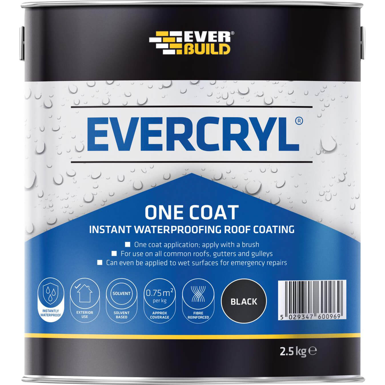 Image of Everbuild Evercryl One Coat Black 25kg