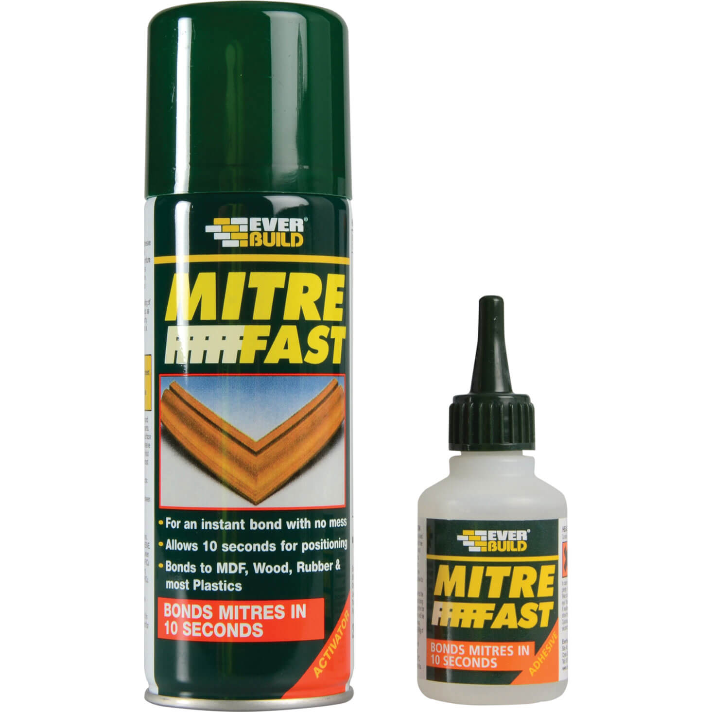 Image of Everbuild Mitre Fast 50g Glue And Activator Bonding Kit