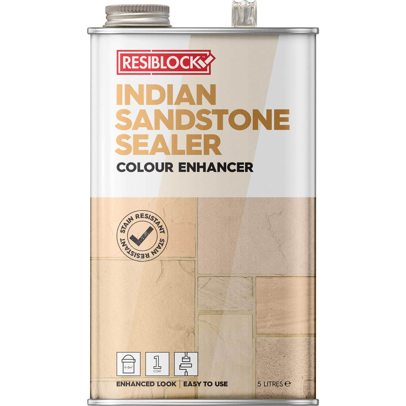 Image of Everbuild Resiblock Trade Indian Sandstone Sealer Colour Enhancer 5 Litres