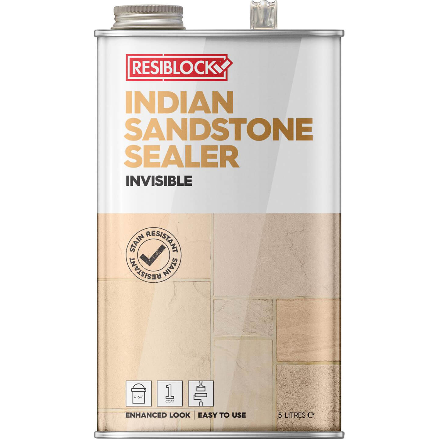 Image of Everbuild Resiblock Trade Indian Sandstone Sealer Invisible 5 Litres