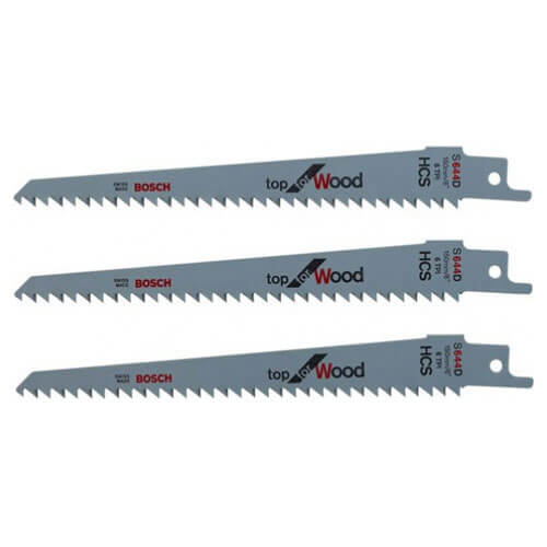 Image of bosch wood recipro saw blades pack of 3 for keo and other garden recipro saws