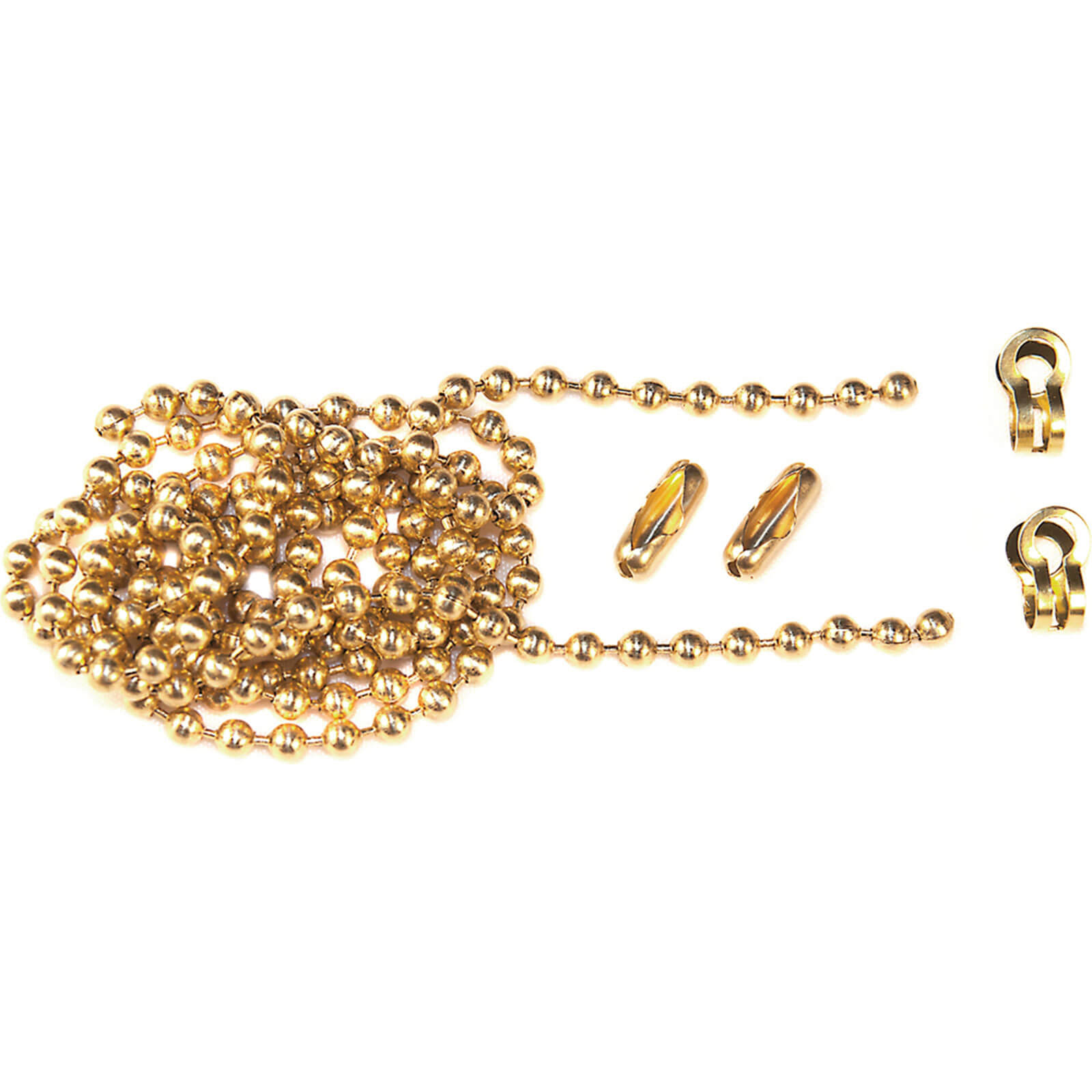 Image of Faithfull Polished Brass Ball Chain Kit 1 Metre for Sink and Bath Plugs