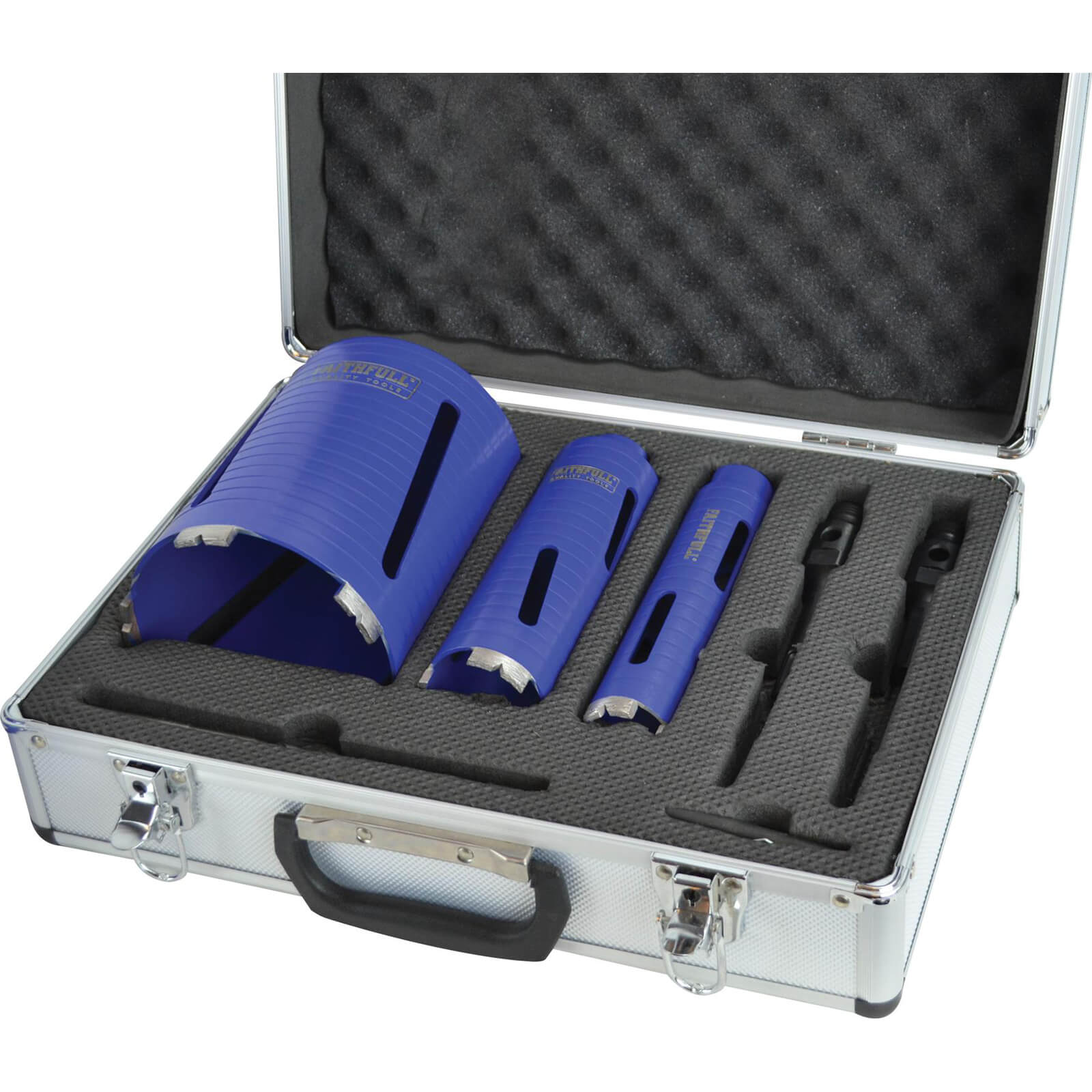 Image of Faithfull 7 Piece Diamond Core Drill Bits and Accessories Kit in Carry Case