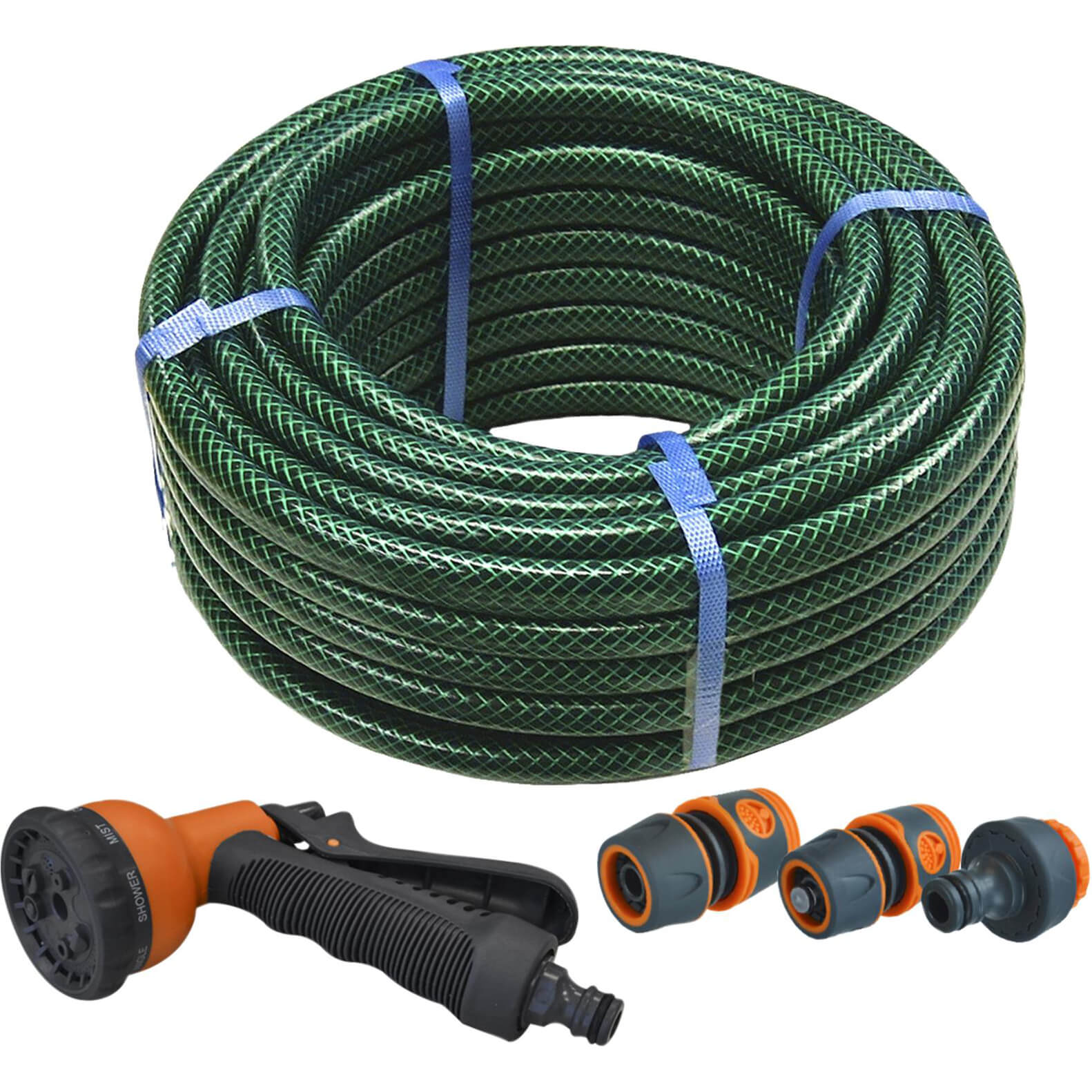 Image of Faithfull 15 Metre Garden Hose Pipe with Fittings with Connectors and Spray Gun